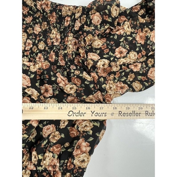 By The River Womens Dress Mock Neck‎ Floral Midi Sz M Peasant Cottagecore New - Picture 10 of 11